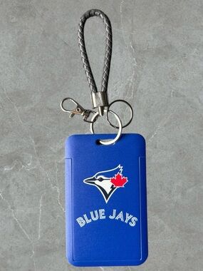 $8 Add-On 🆕Blue Jays Card Holder Keychain with Grey Braided Loop